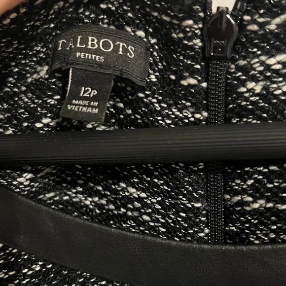 Talbots Twisted Tweed Boucle 3/4 Sleeve Fit and Flare Black&White Dress Size 12P - Picture 2 of 10